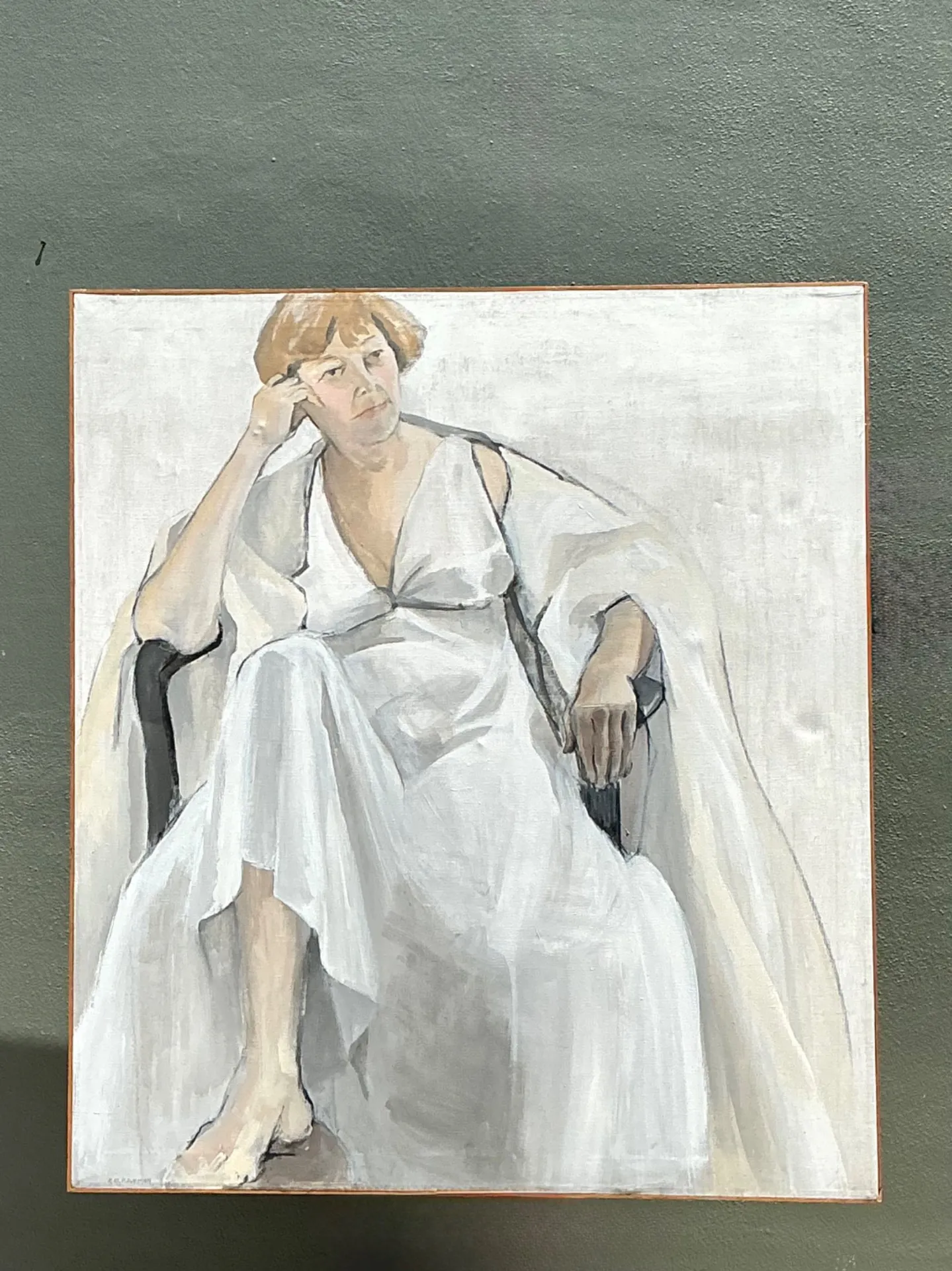 Vintage Portrait of Seated Woman Oil Painting — additional photo 1