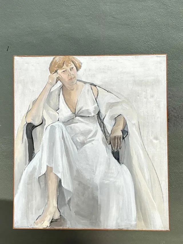 Vintage Portrait of Seated Woman Oil Painting — additional photo 1