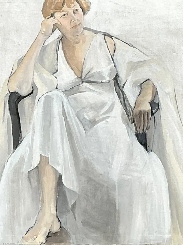 Vintage Portrait of Seated Woman Oil Painting — additional photo 4