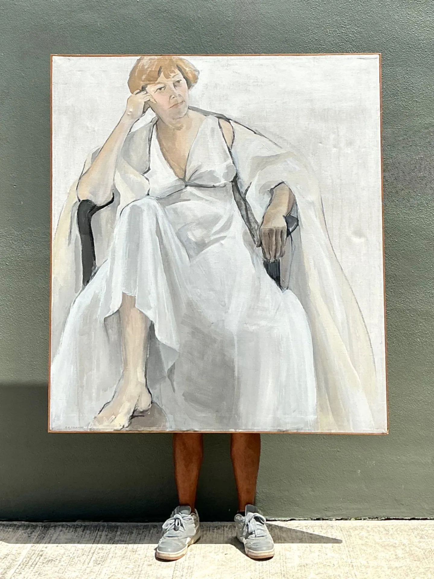 Vintage Portrait of Seated Woman Oil Painting — additional photo 6
