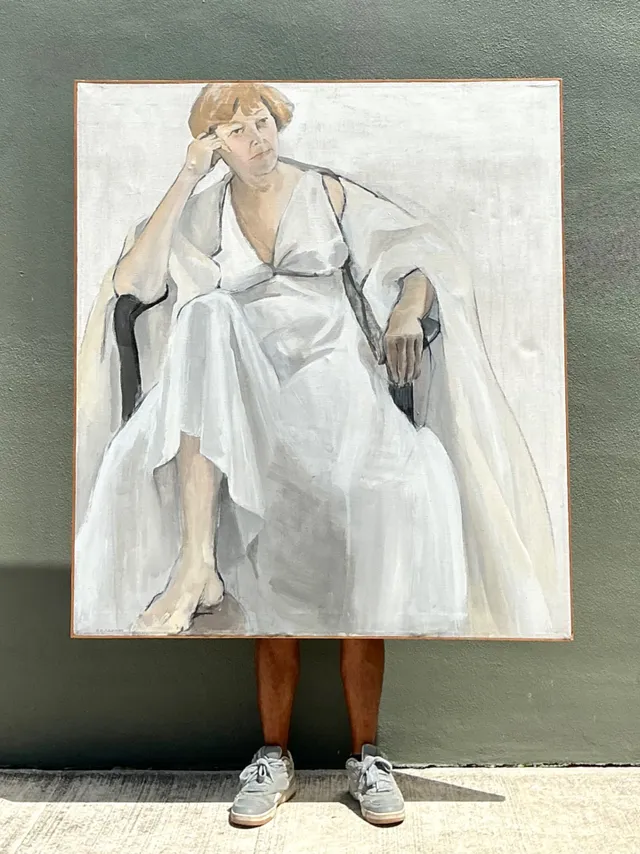 Vintage Portrait of Seated Woman Oil Painting — additional photo 6