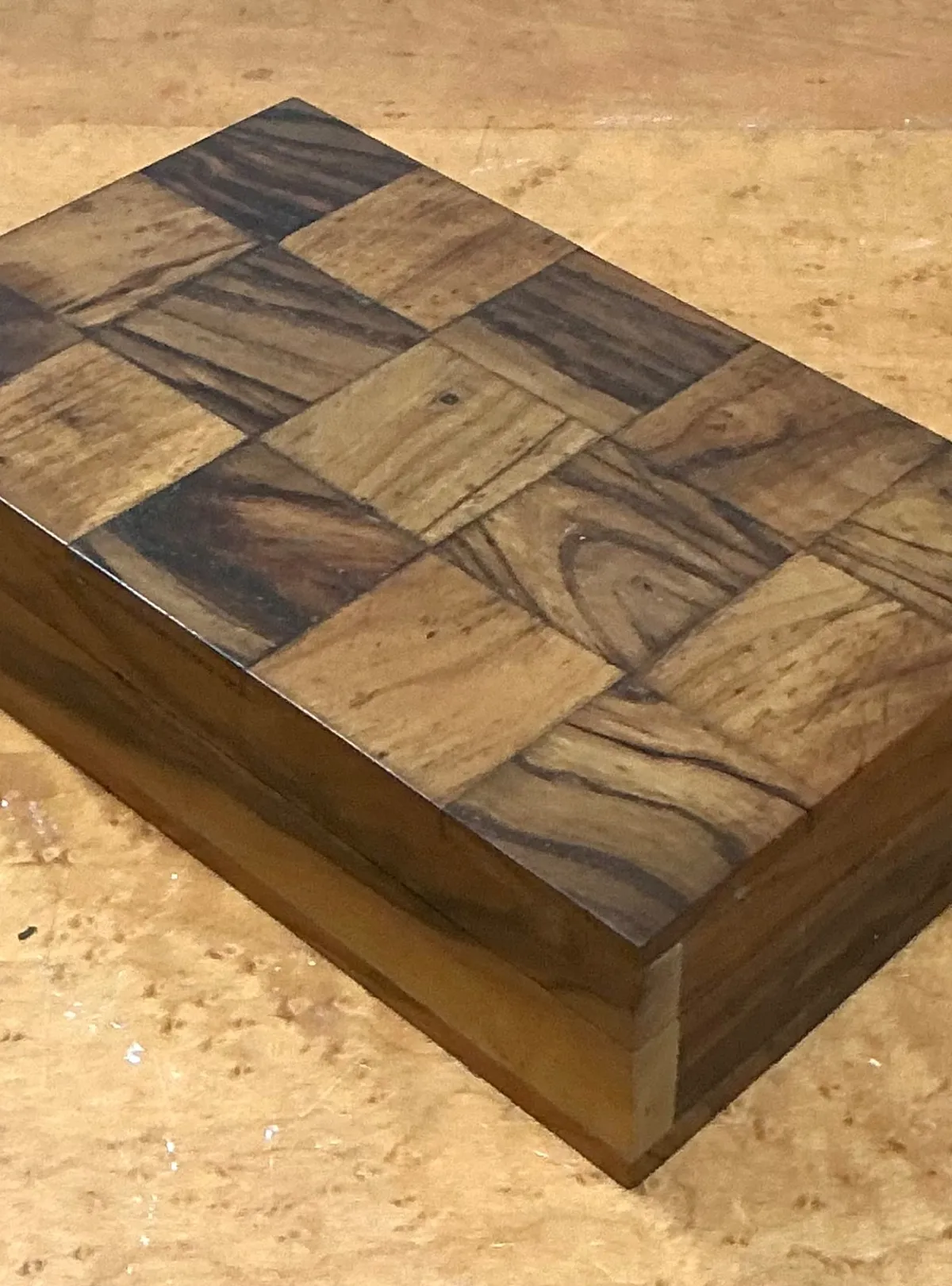 Vintage Checkered Wood Decorative Box — additional photo 4