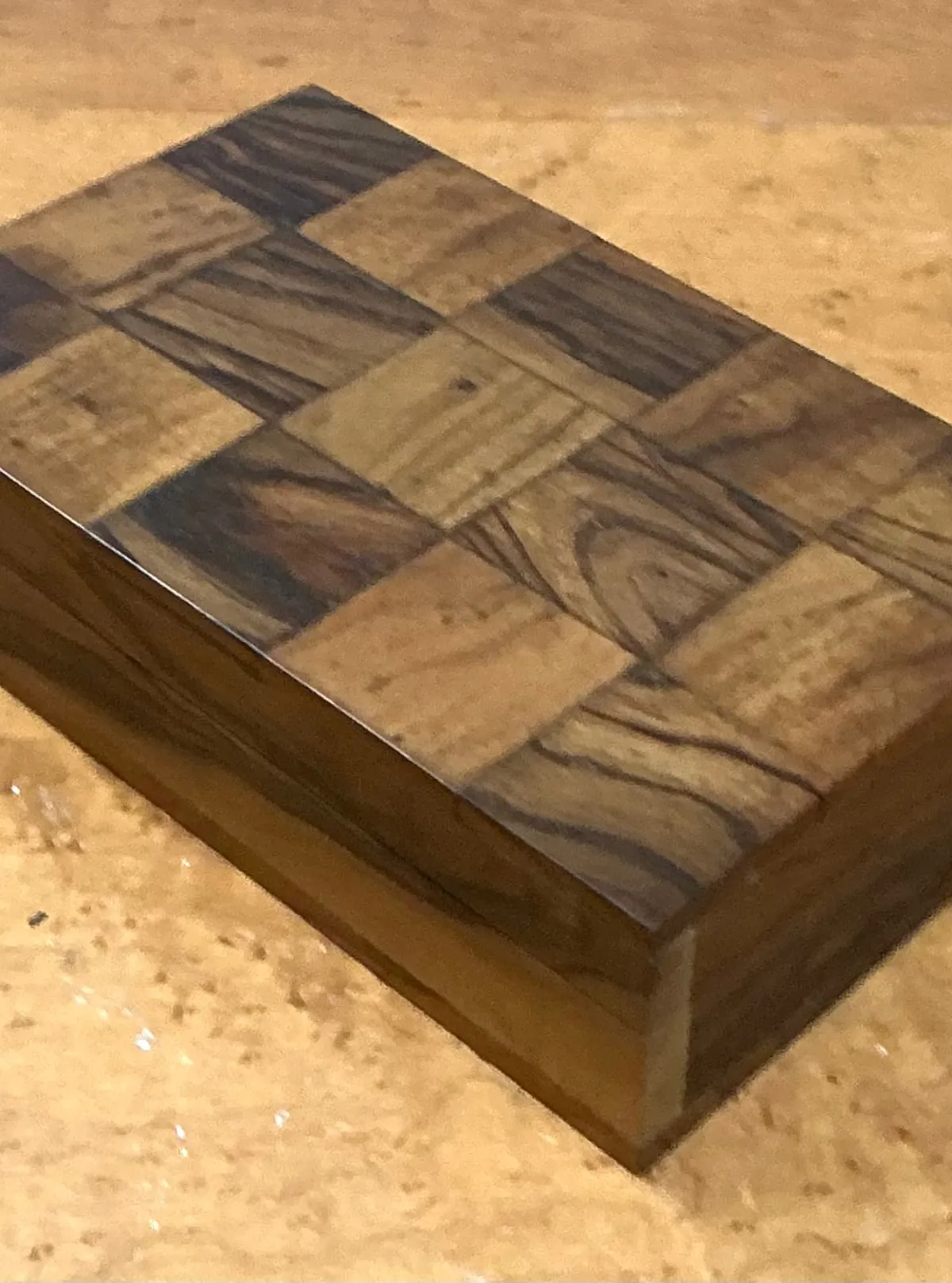 Vintage Checkered Wood Decorative Box — additional photo 6