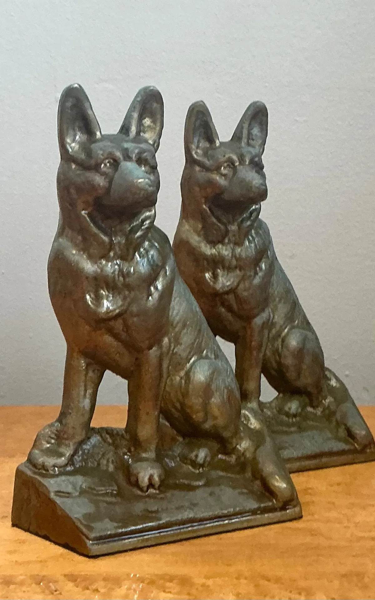 Vintage Bronze Dog Bookends - A Pair