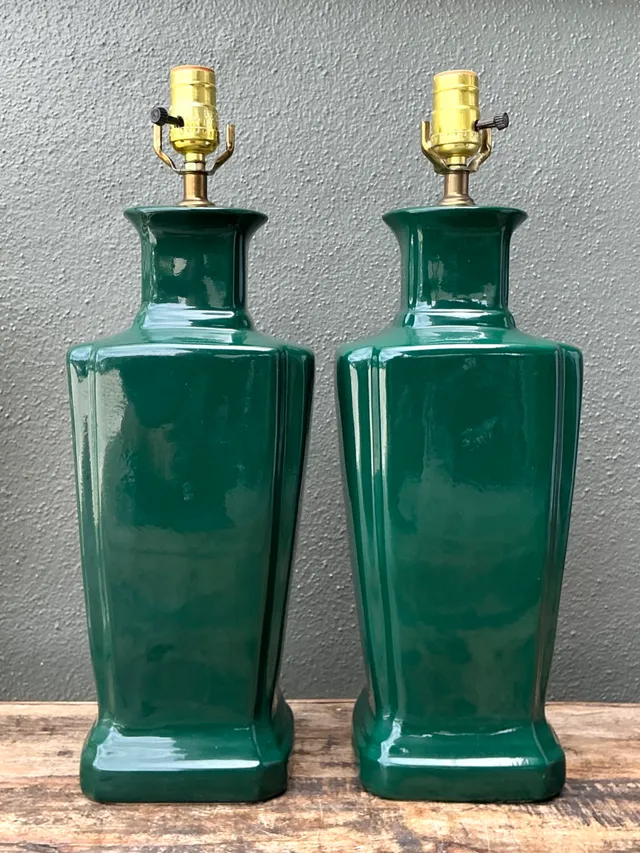 Vintage Glazed Ceramic Table Lamps - Pair — additional photo 6