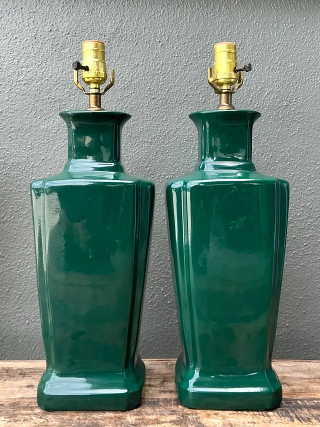 Vintage Glazed Ceramic Table Lamps - Pair — additional photo 8
