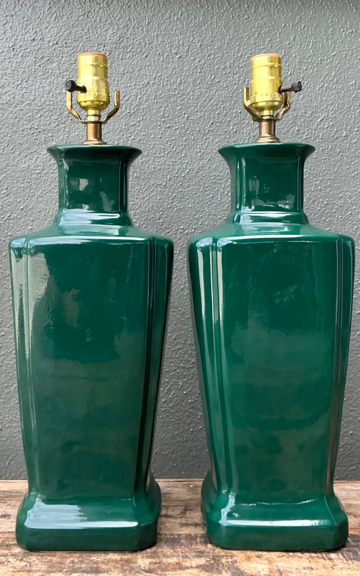 Vintage Glazed Ceramic Table Lamps - Pair — additional photo 2