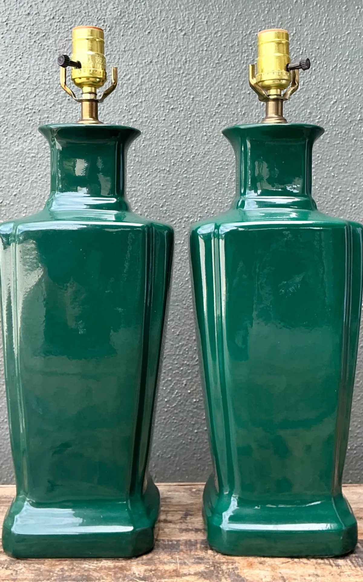 Vintage Glazed Ceramic Table Lamps - Pair — additional photo 4