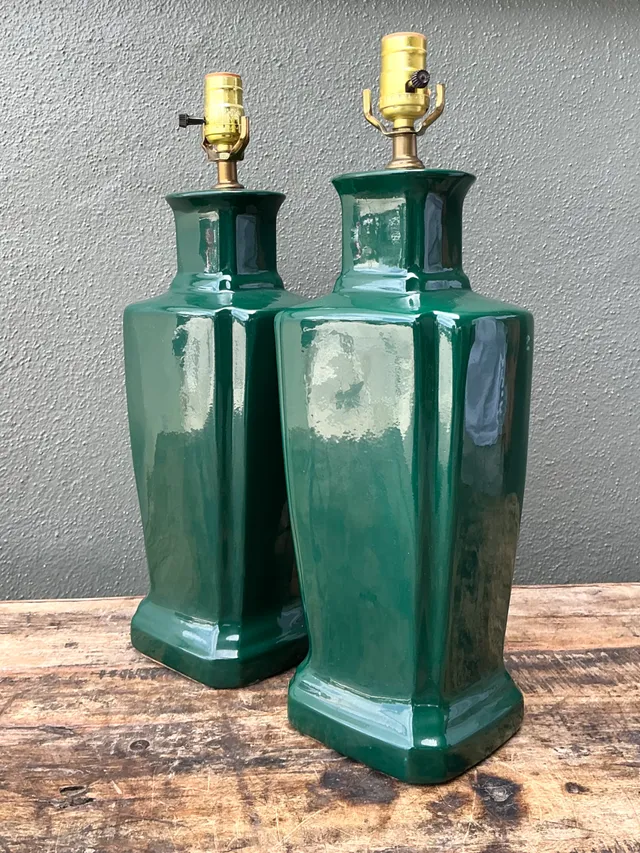Vintage Glazed Ceramic Table Lamps - Pair — additional photo 5