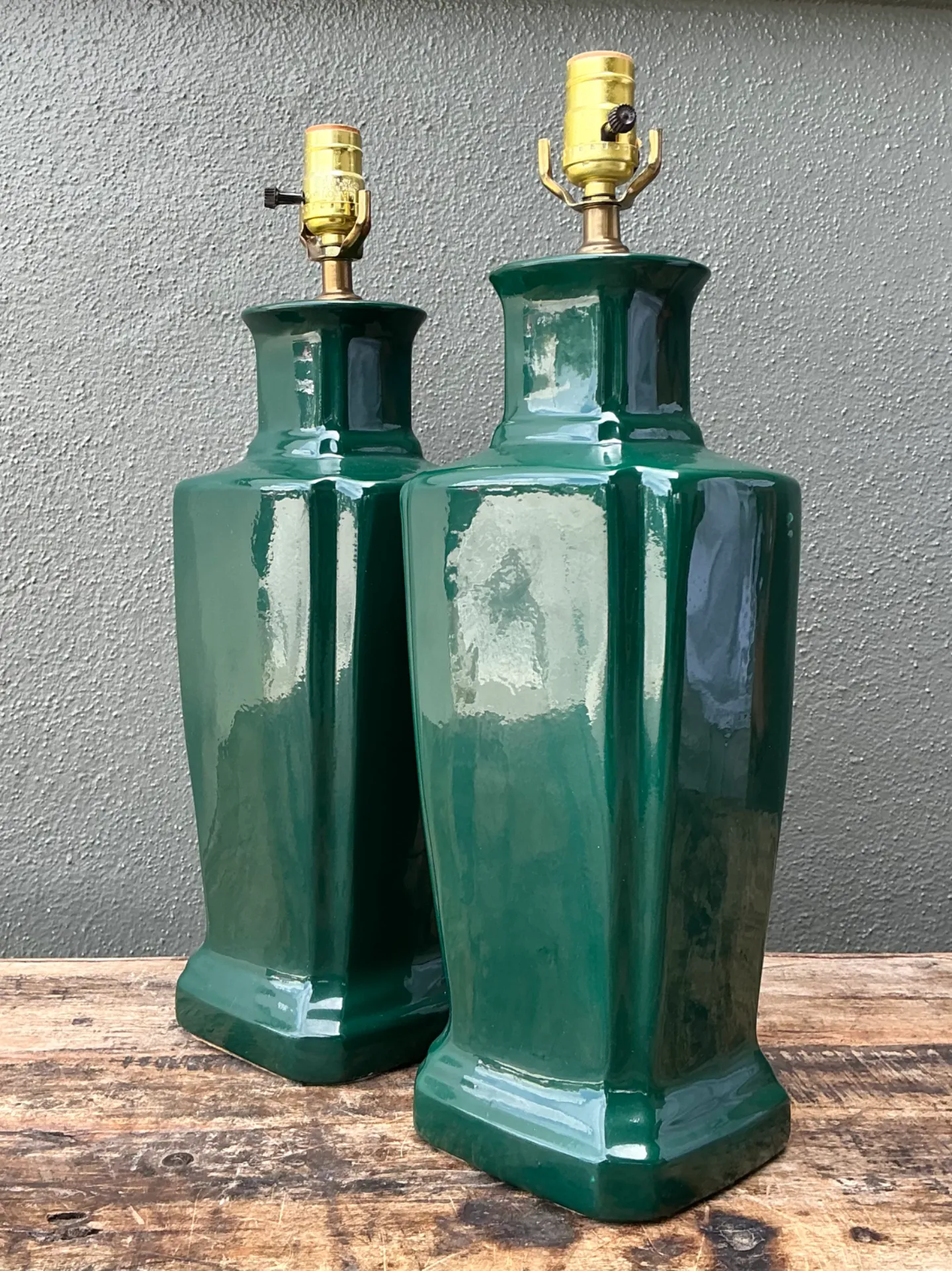 Vintage Glazed Ceramic Table Lamps - Pair — additional photo 1