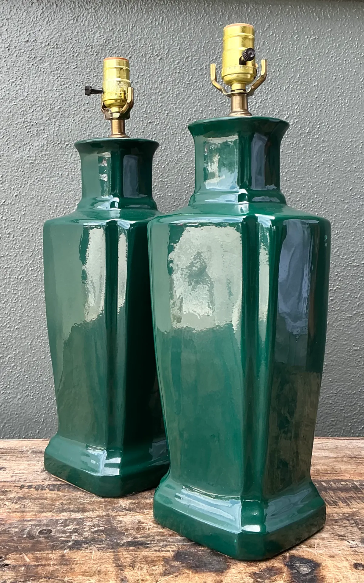 Vintage Glazed Ceramic Table Lamps - Pair
