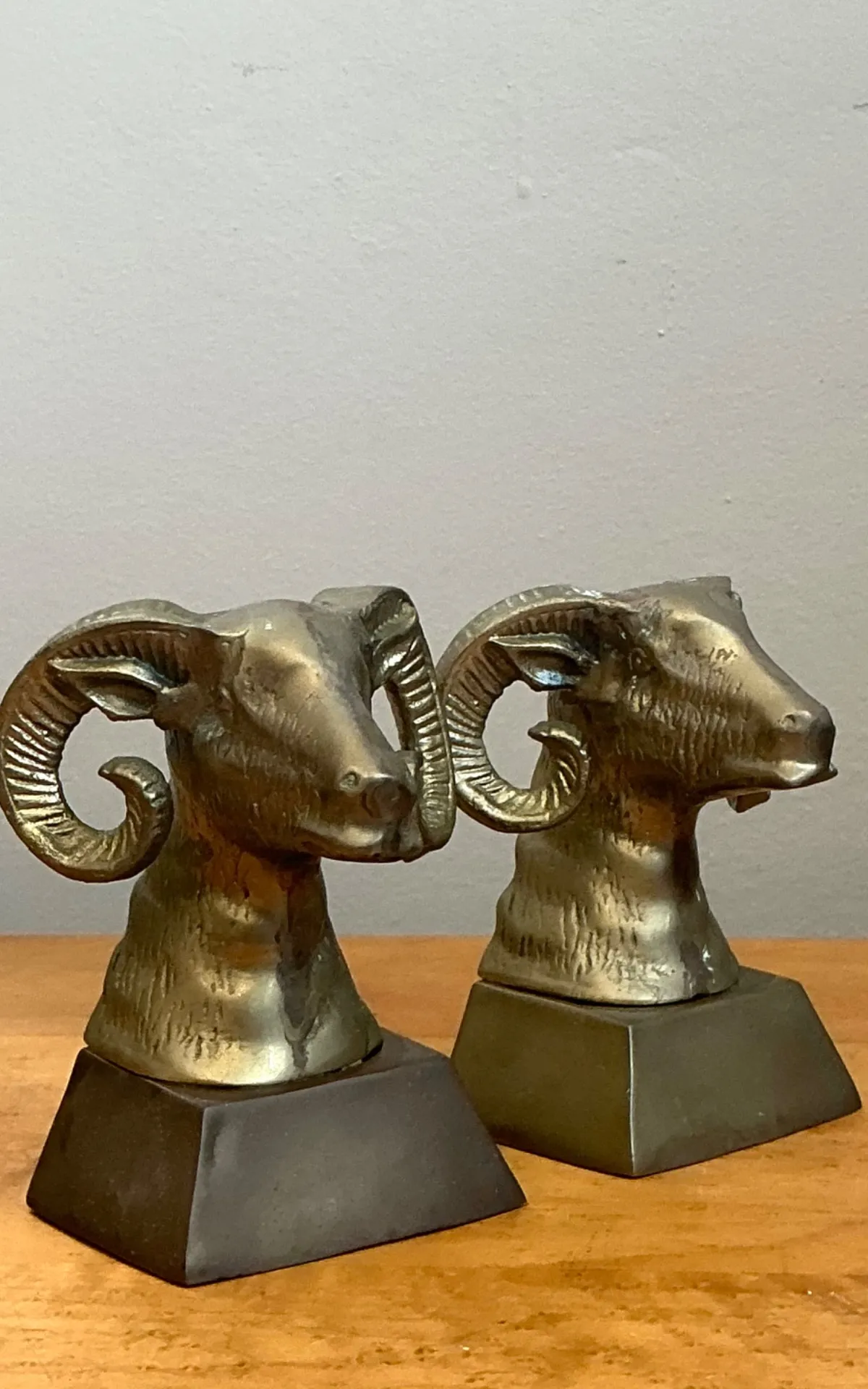 Vintage Brass Ram Bust Bookends - A Pair — additional photo 3