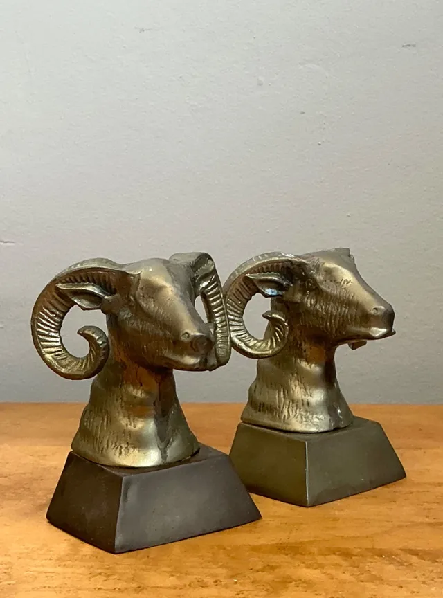 Vintage Brass Ram Bust Bookends - A Pair — additional photo 3