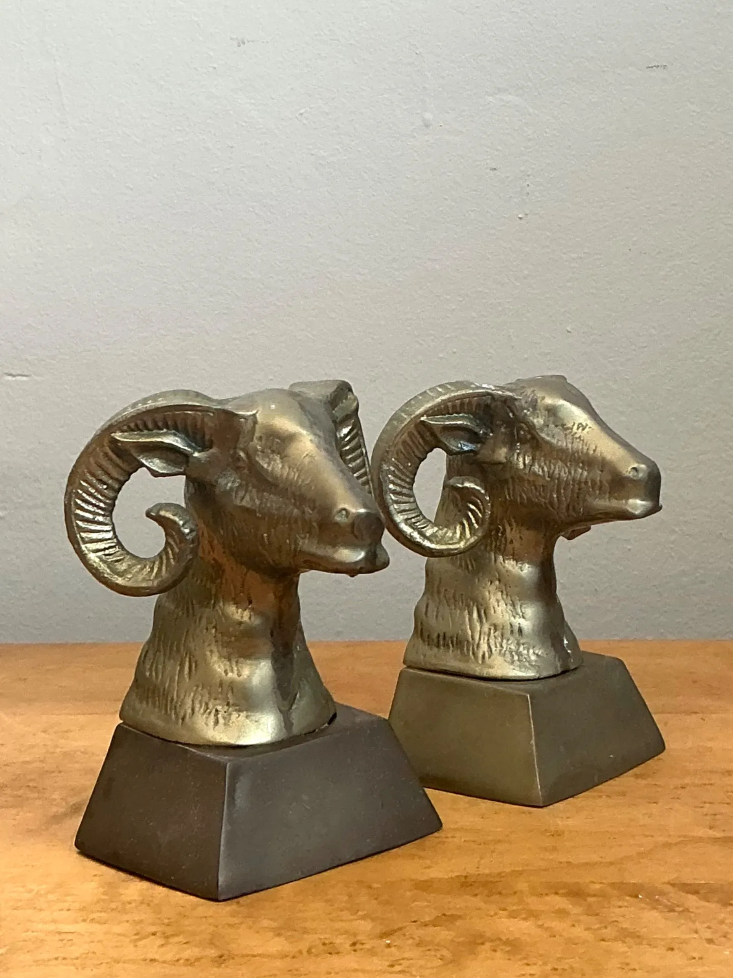 Vintage Brass Ram Bust Bookends - A Pair — additional photo 1