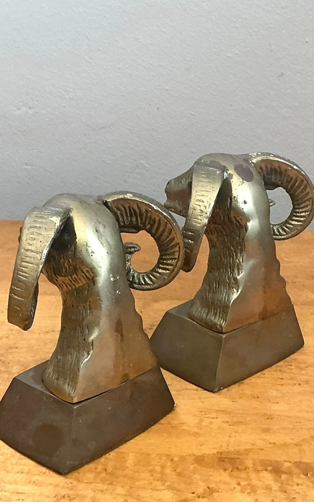 Vintage Brass Ram Bust Bookends - A Pair — additional photo 2