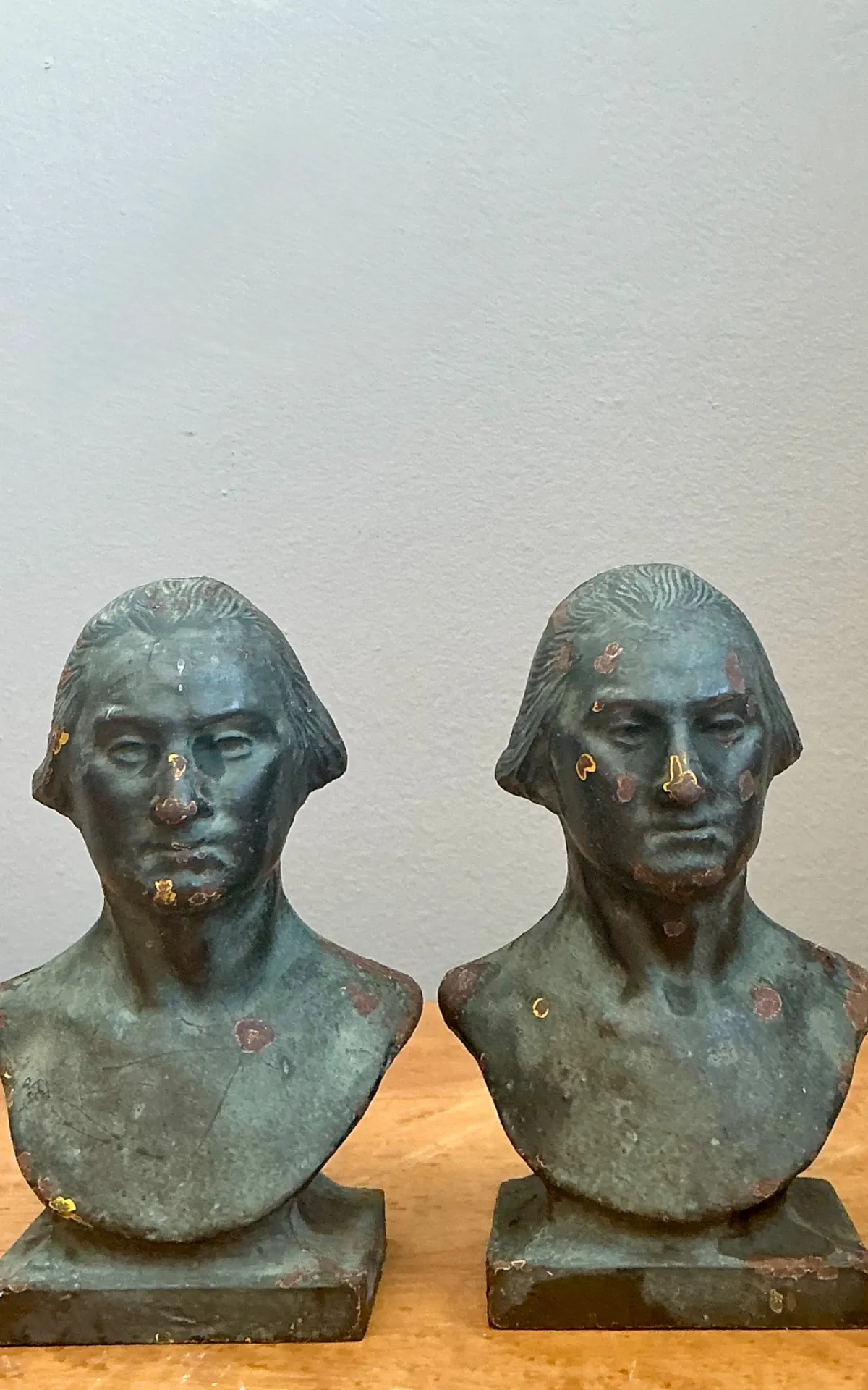 Vintage Patinated Bronze Busts Of George Washington -  A Pair — additional photo 6
