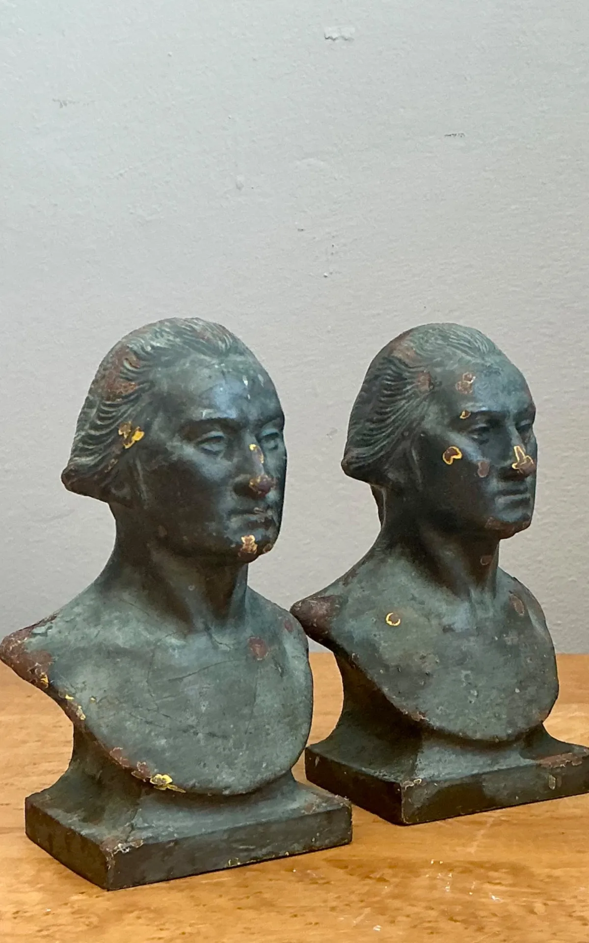 Vintage Patinated Bronze Busts Of George Washington - A Pair
