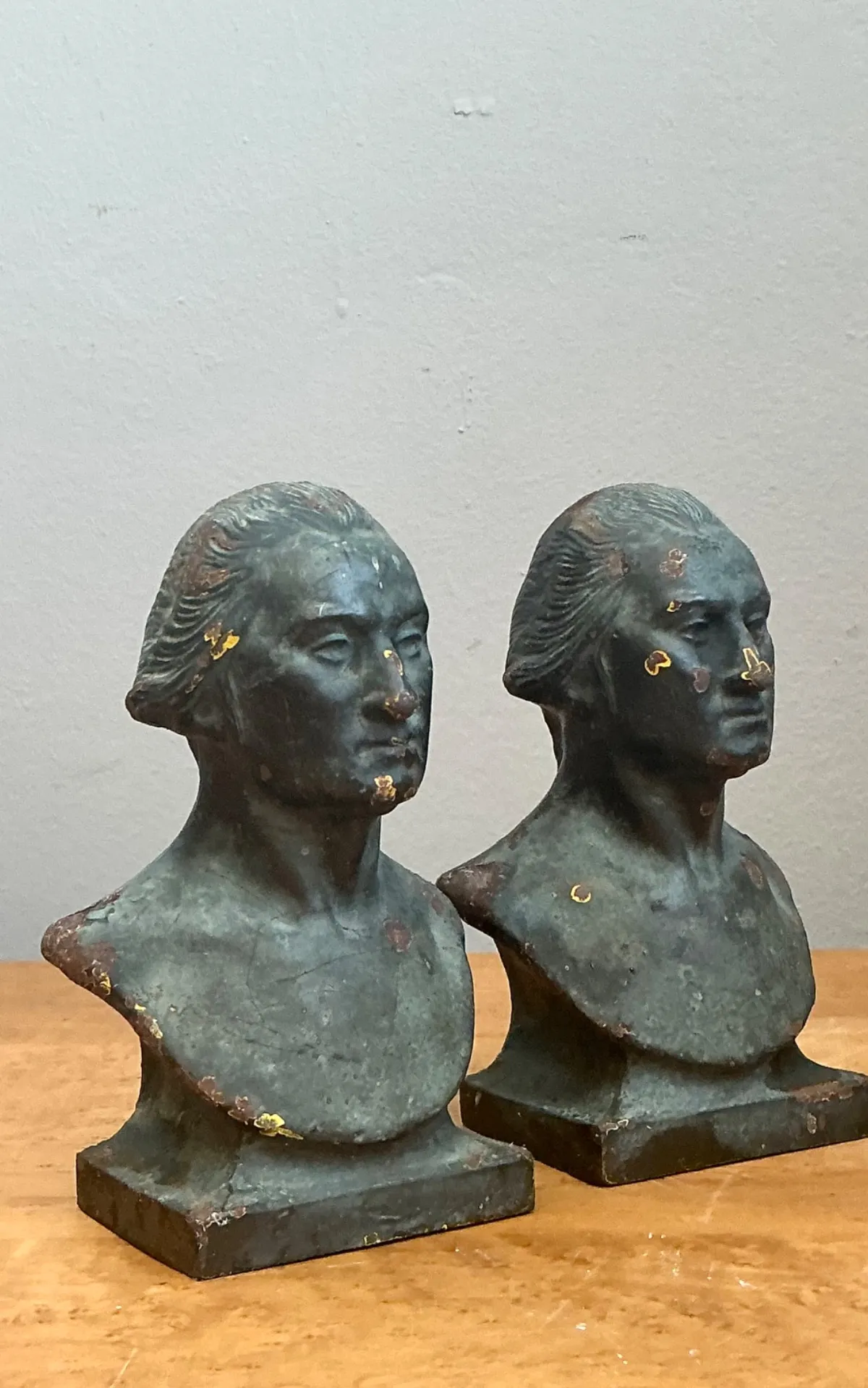 Vintage Patinated Bronze Busts Of George Washington -  A Pair — additional photo 7