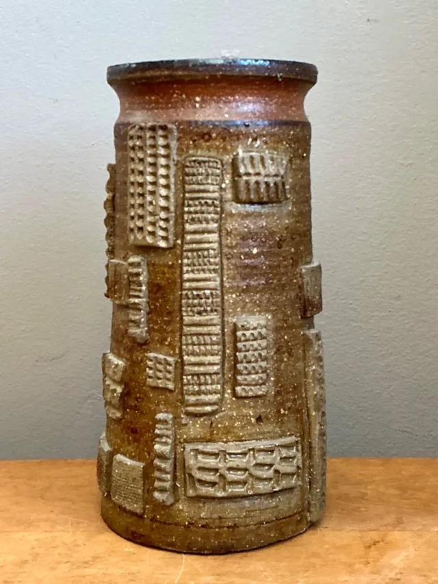 Vintage Abstract Patterned Pottery Vase — additional photo 2