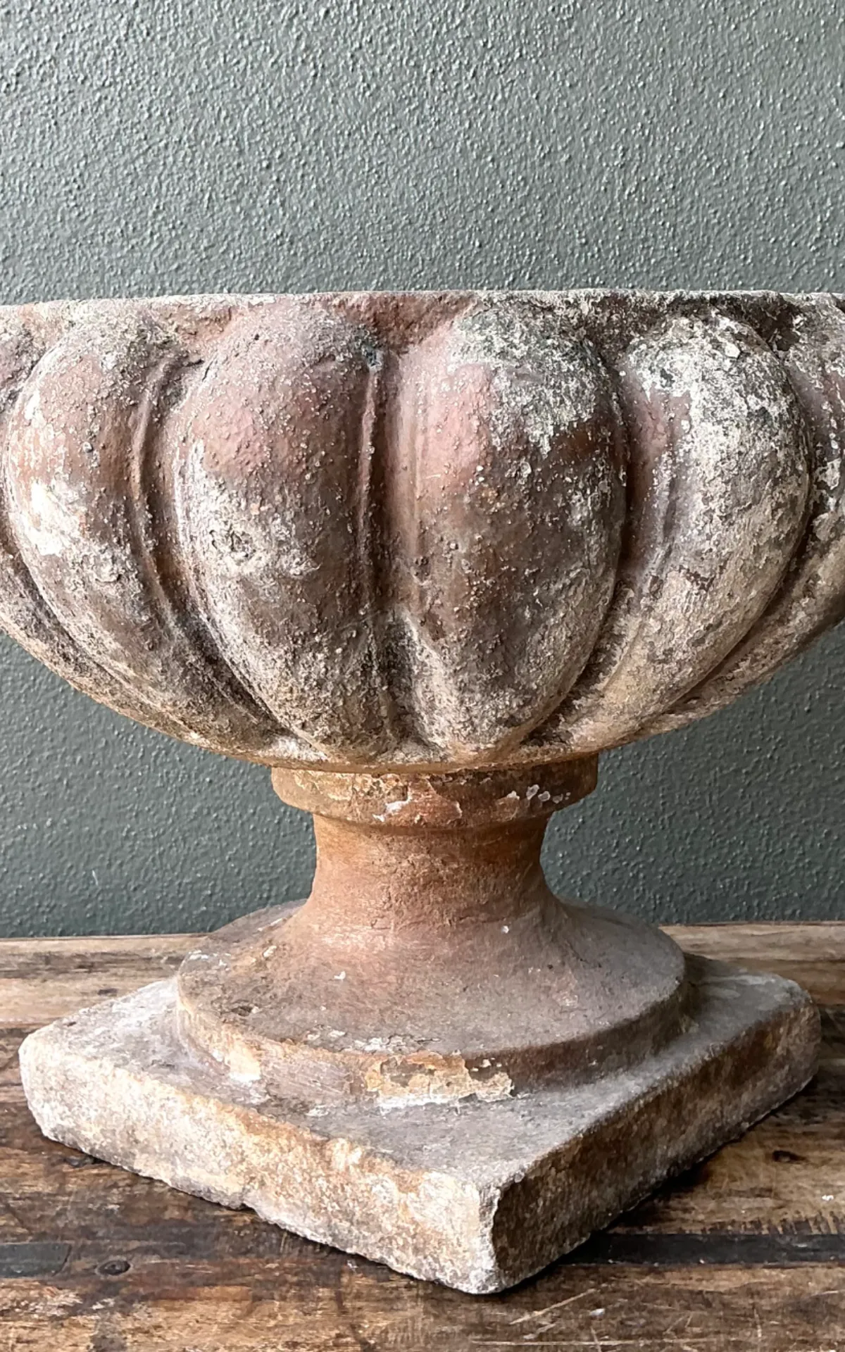 Vintage Fluted Cement Garden Urn — additional photo 4