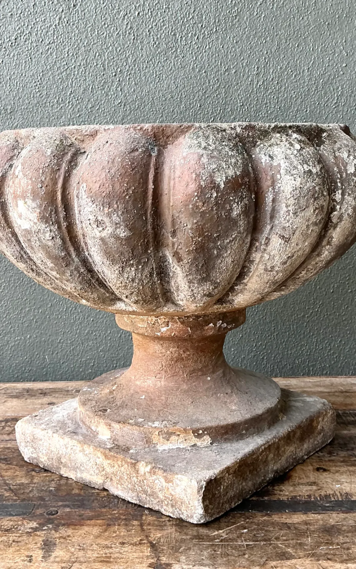 Vintage Fluted Cement Garden Urn — additional photo 5