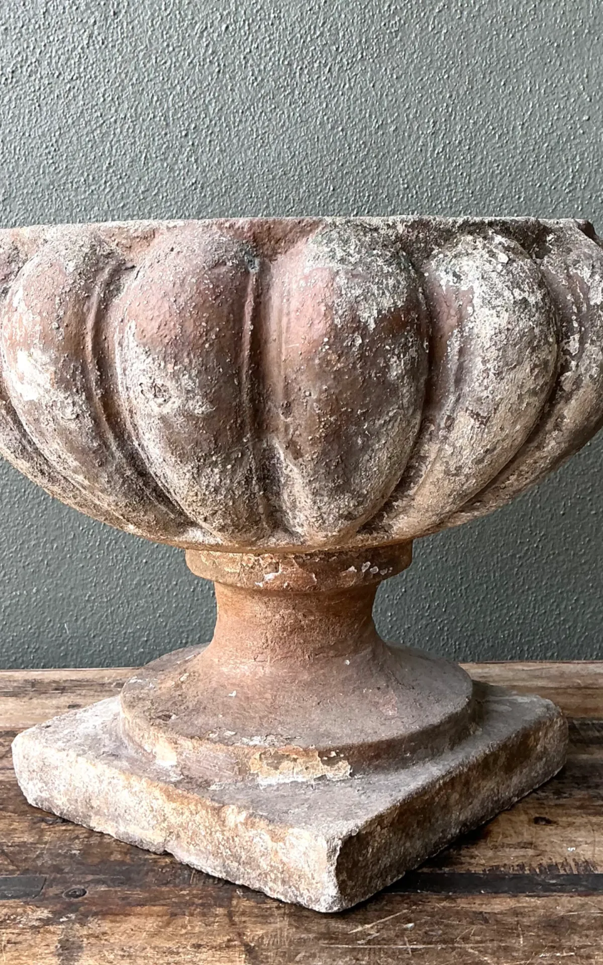 Vintage Fluted Cement Garden Urn — additional photo 8