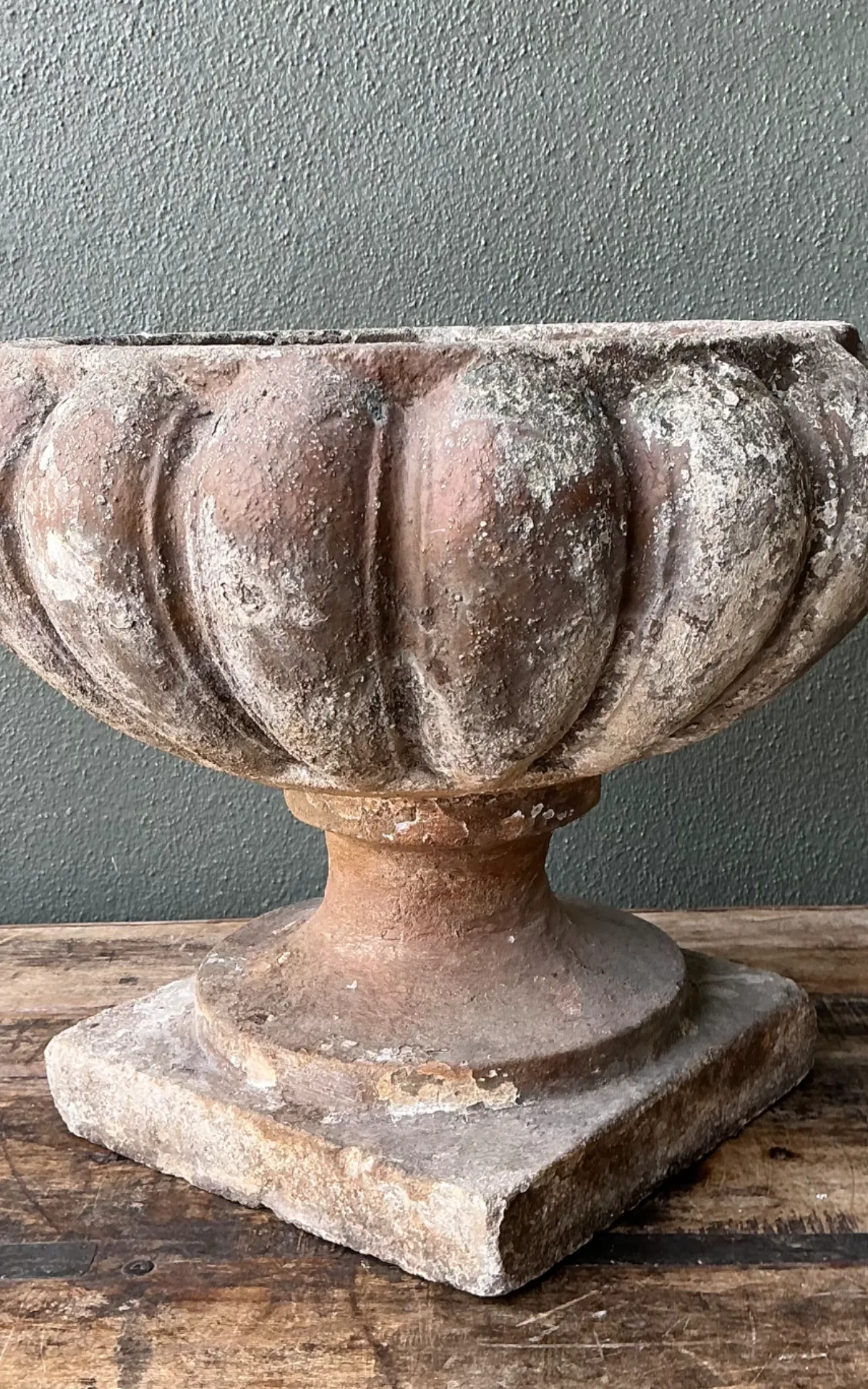 Vintage Fluted Cement Garden Urn — additional photo 3