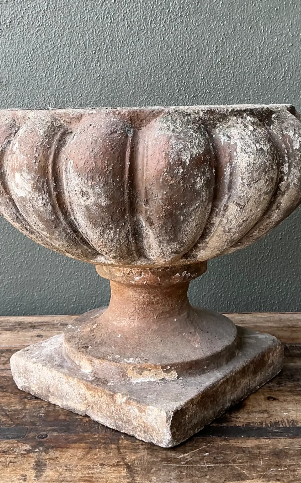 Vintage Fluted Cement Garden Urn — additional photo 6
