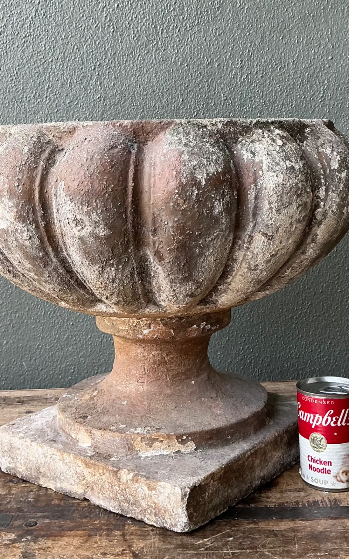 Vintage Fluted Cement Garden Urn — additional photo 7