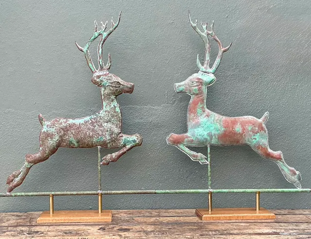 Vintage Leaping Deer Copper Weathervanes - A Pair — additional photo 6