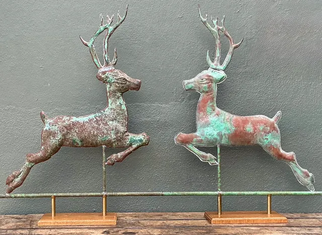Vintage Leaping Deer Copper Weathervanes - A Pair — additional photo 3