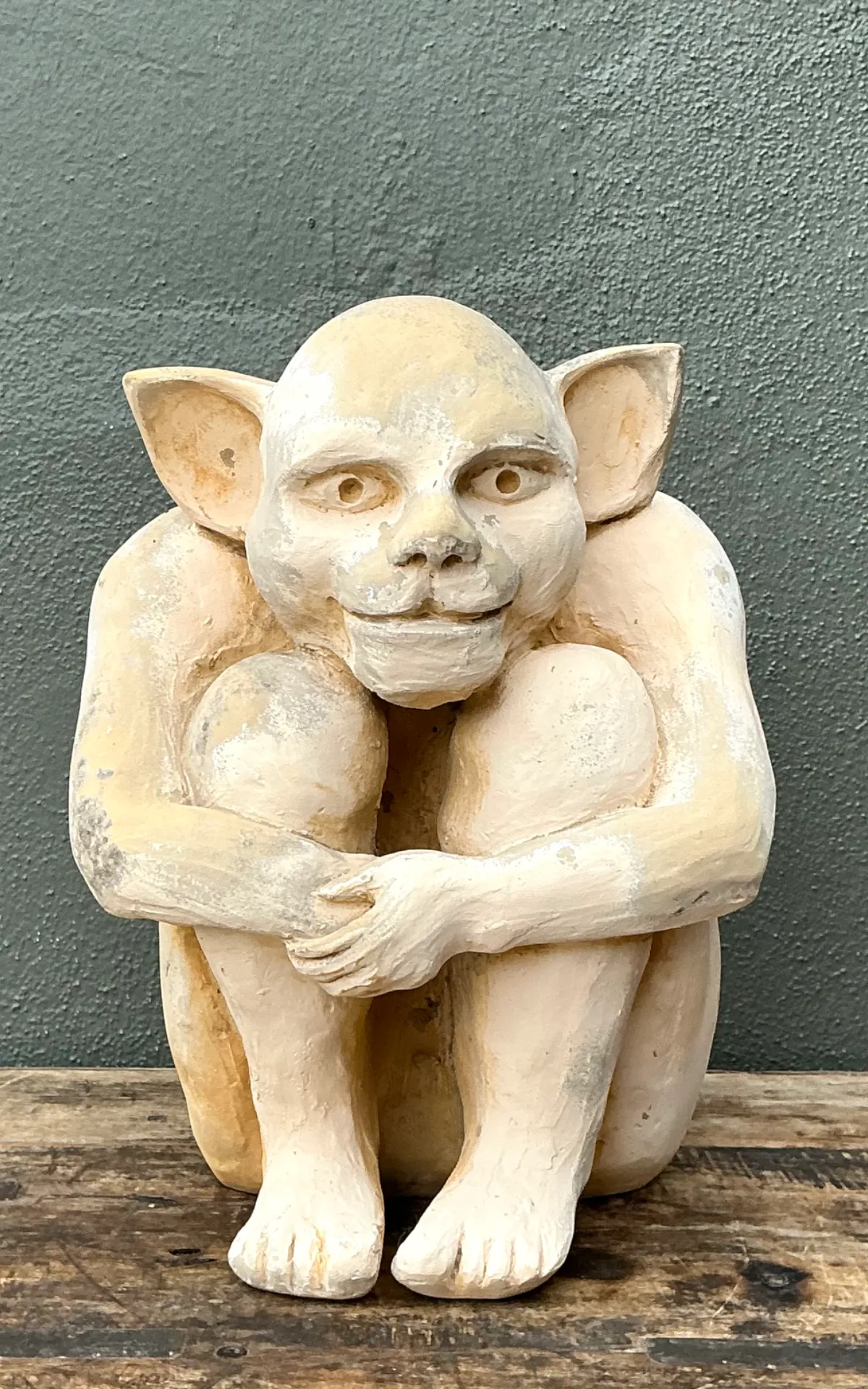 Vintage Plaster Crouching Gargoyle Figure — additional photo 2