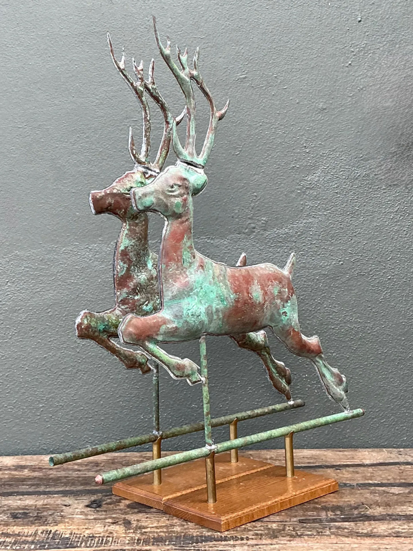 Vintage Leaping Deer Copper Weathervanes - A Pair — additional photo 2