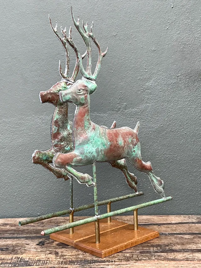 Vintage Leaping Deer Copper Weathervanes - A Pair — additional photo 8