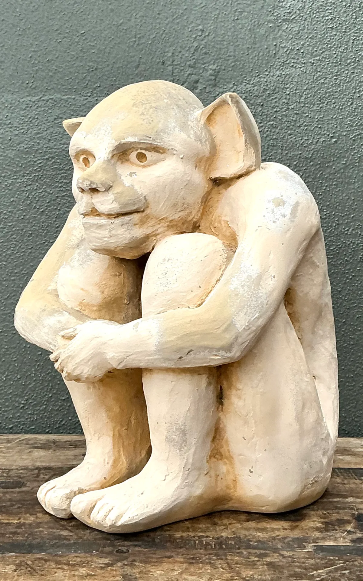 Vintage Plaster Crouching Gargoyle Figure — additional photo 1