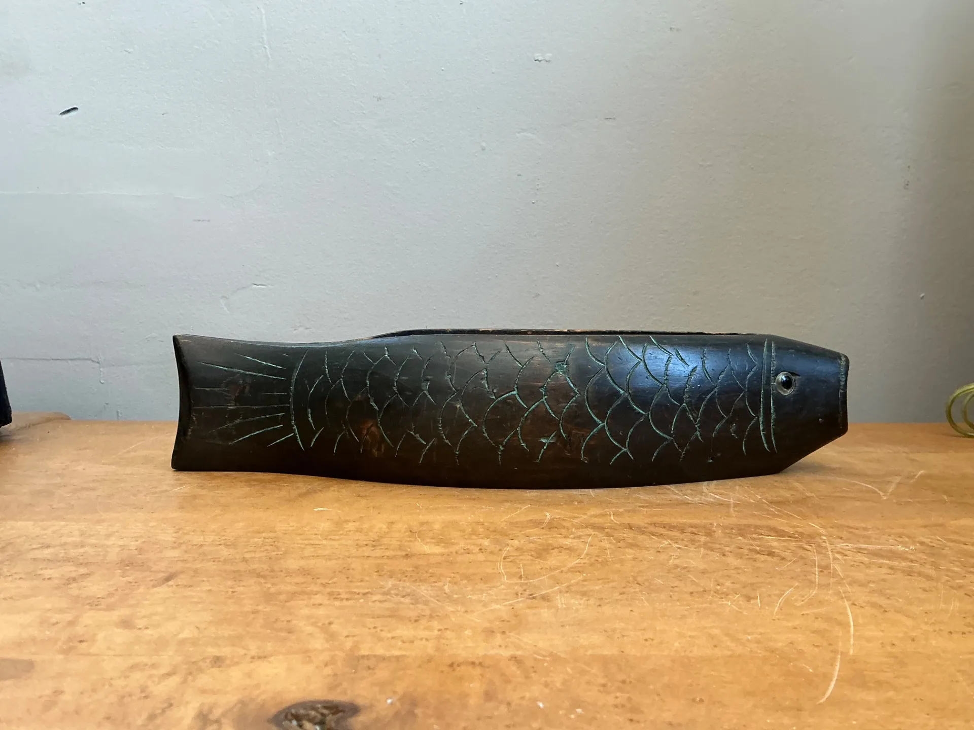 Vintage Carved Wood Fish Bowl — additional photo 2