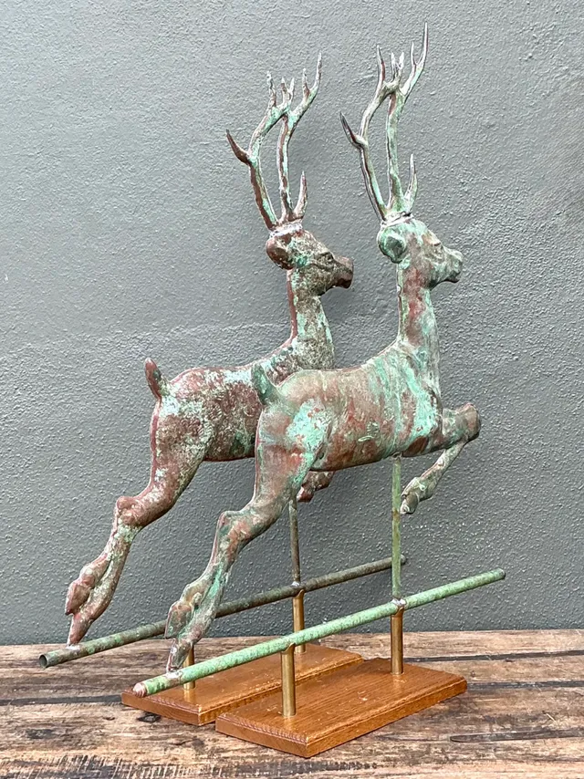 Vintage Leaping Deer Copper Weathervanes - A Pair — additional photo 5