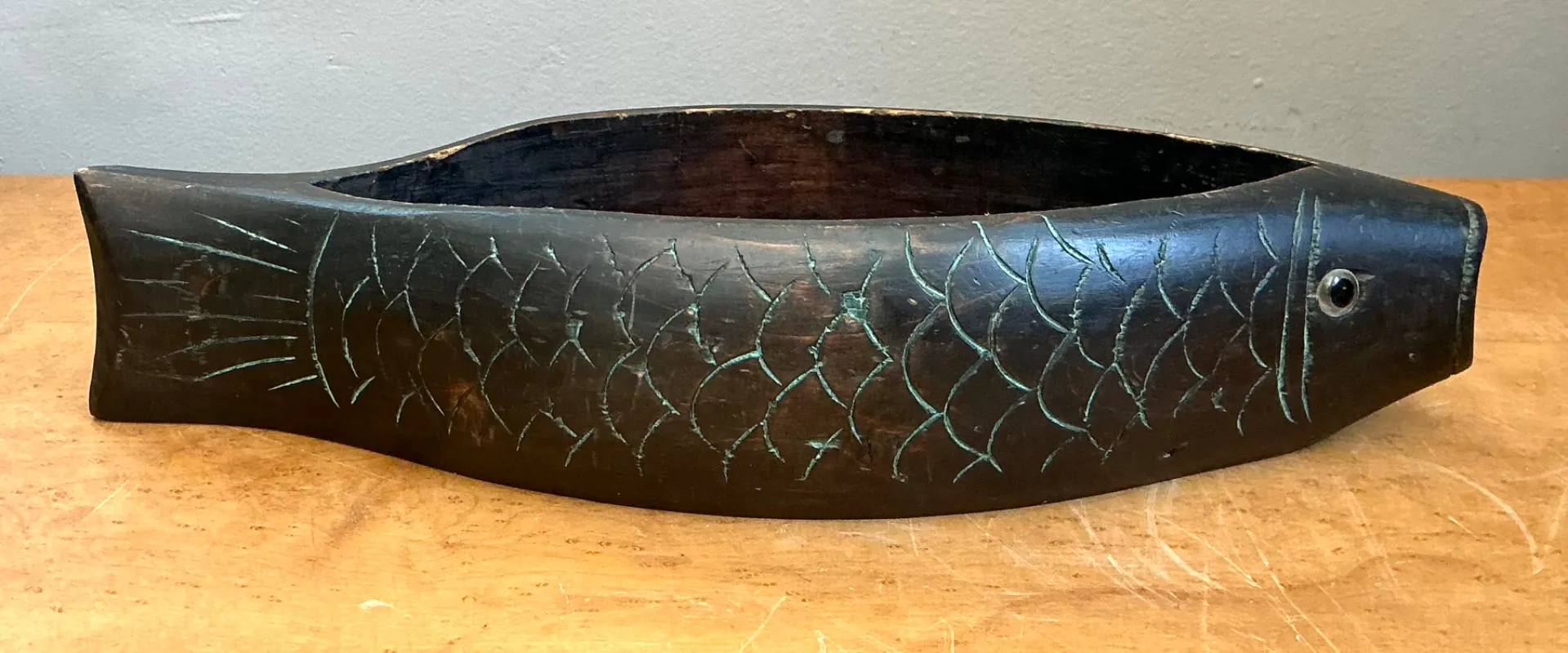 Vintage Carved Wood Fish Bowl — additional photo 5