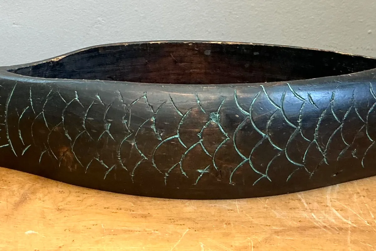 Vintage Carved Wood Fish Bowl — additional photo 5