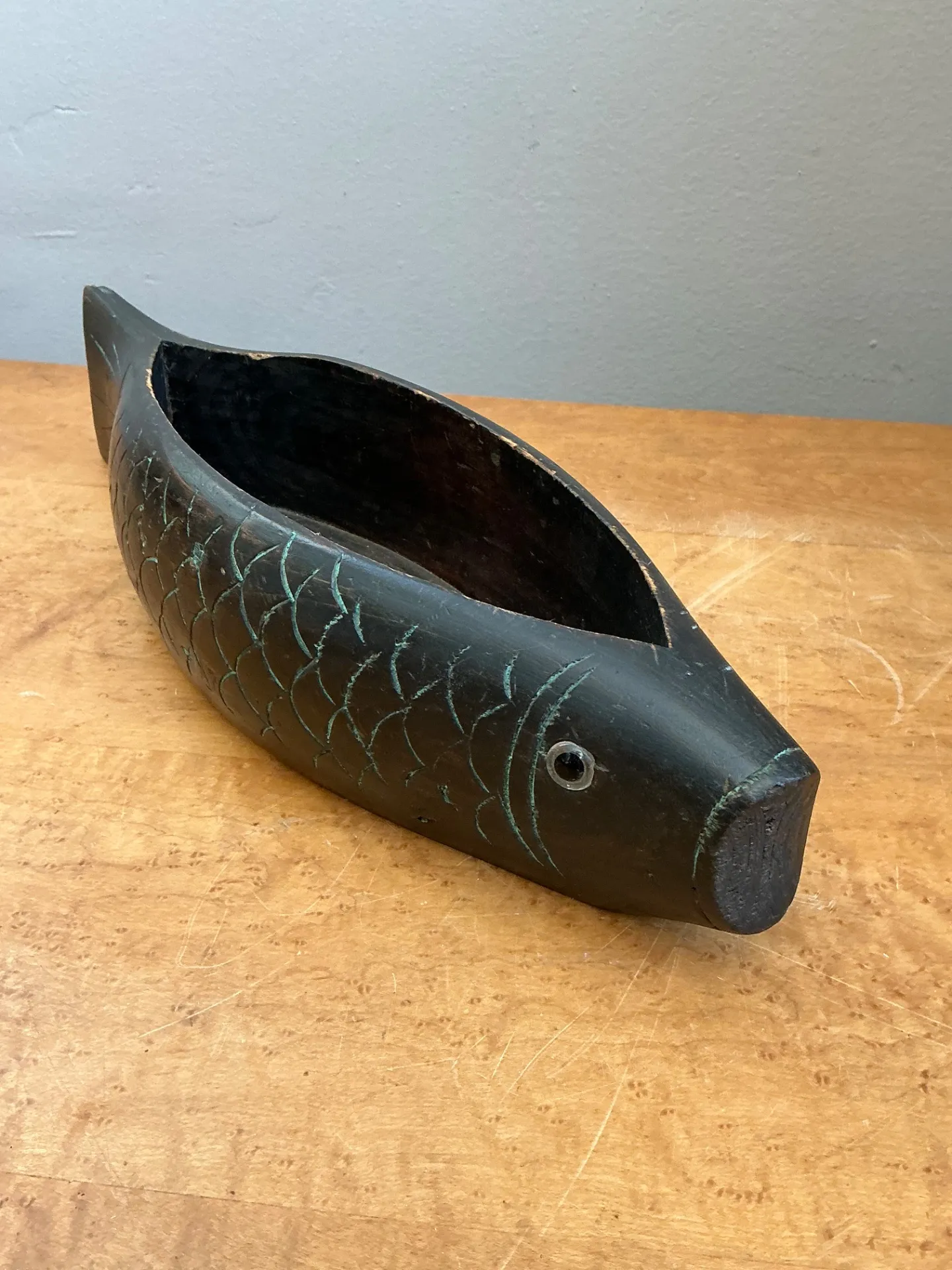 Vintage Carved Wood Fish Bowl — additional photo 6