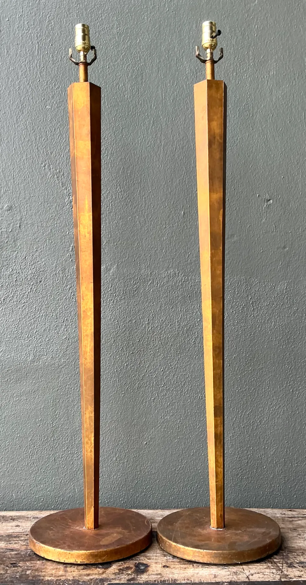 Vintage Patinated Metal Floor Lamps - Pair — additional photo 4