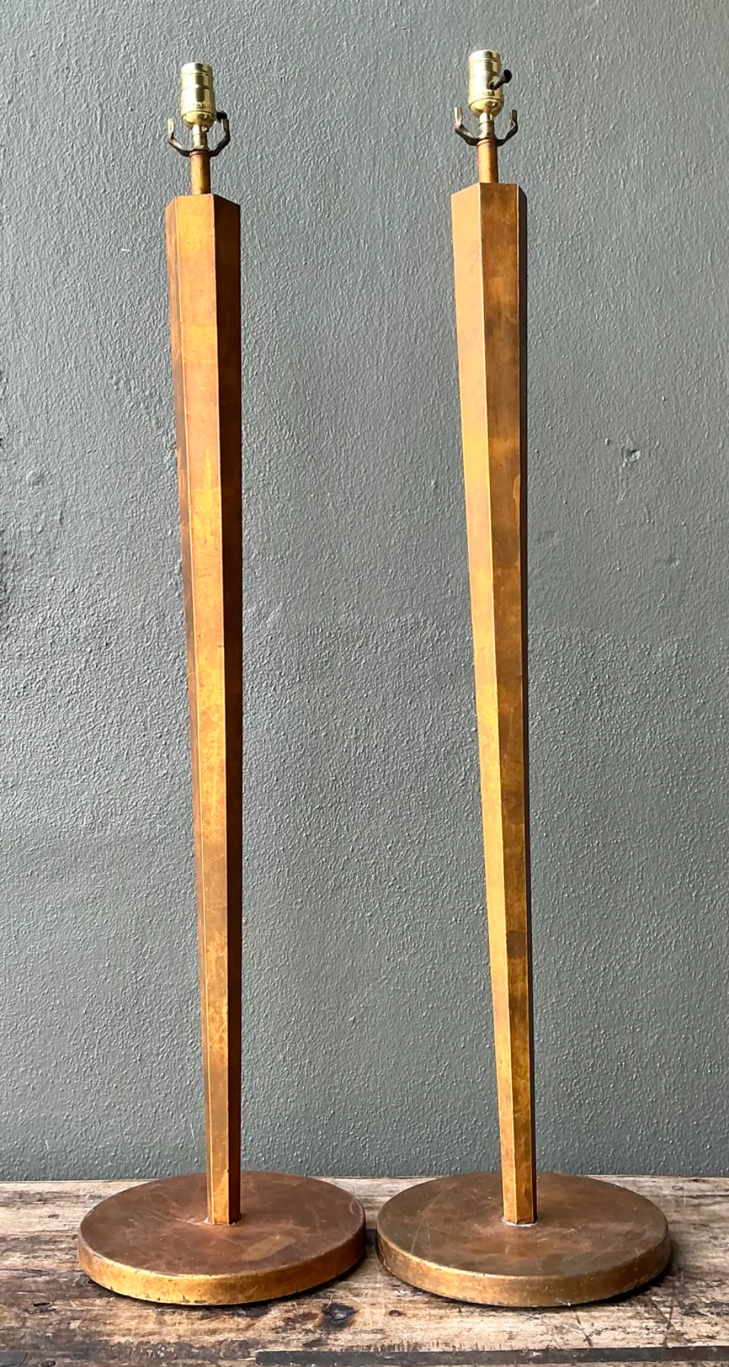 Vintage Patinated Metal Floor Lamps - Pair — additional photo 6