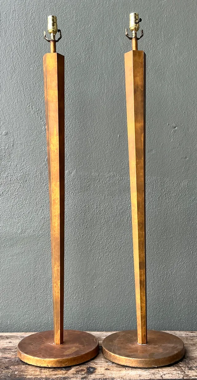 Vintage Patinated Metal Floor Lamps - Pair — additional photo 7