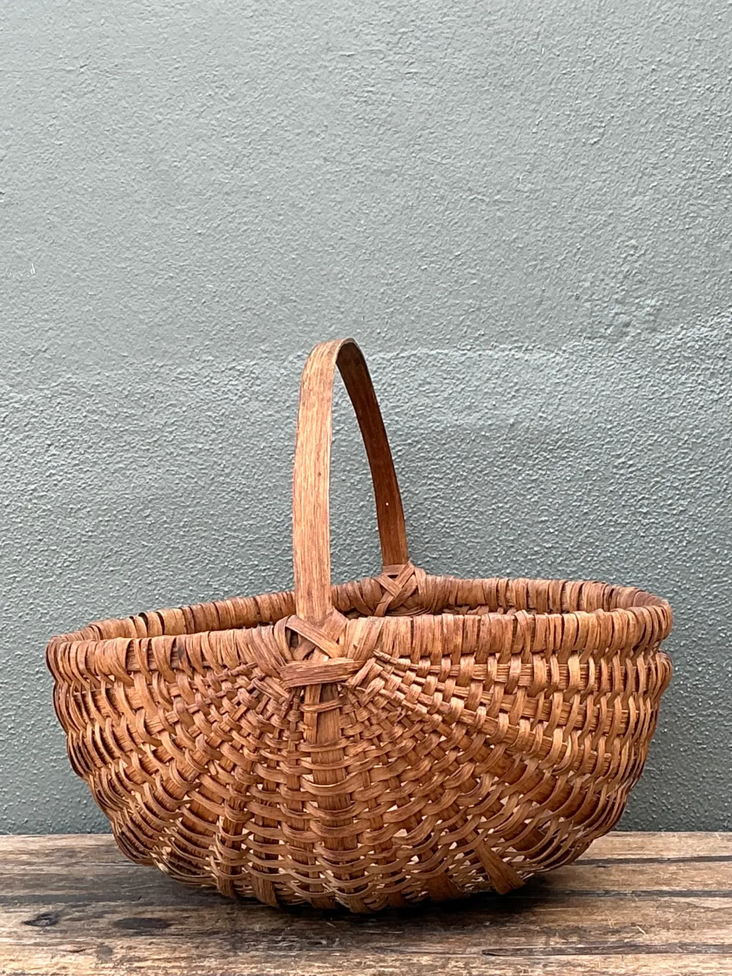 Vintage Handwoven Shaker Rattan Basket — additional photo 1