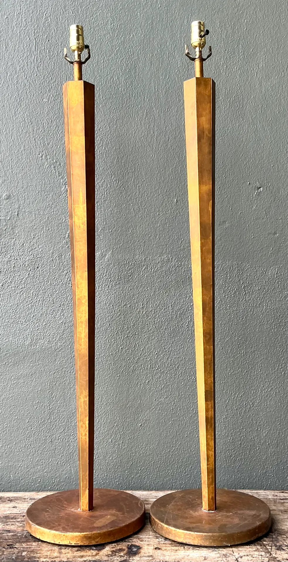 Vintage Patinated Metal Floor Lamps - Pair — additional photo 5