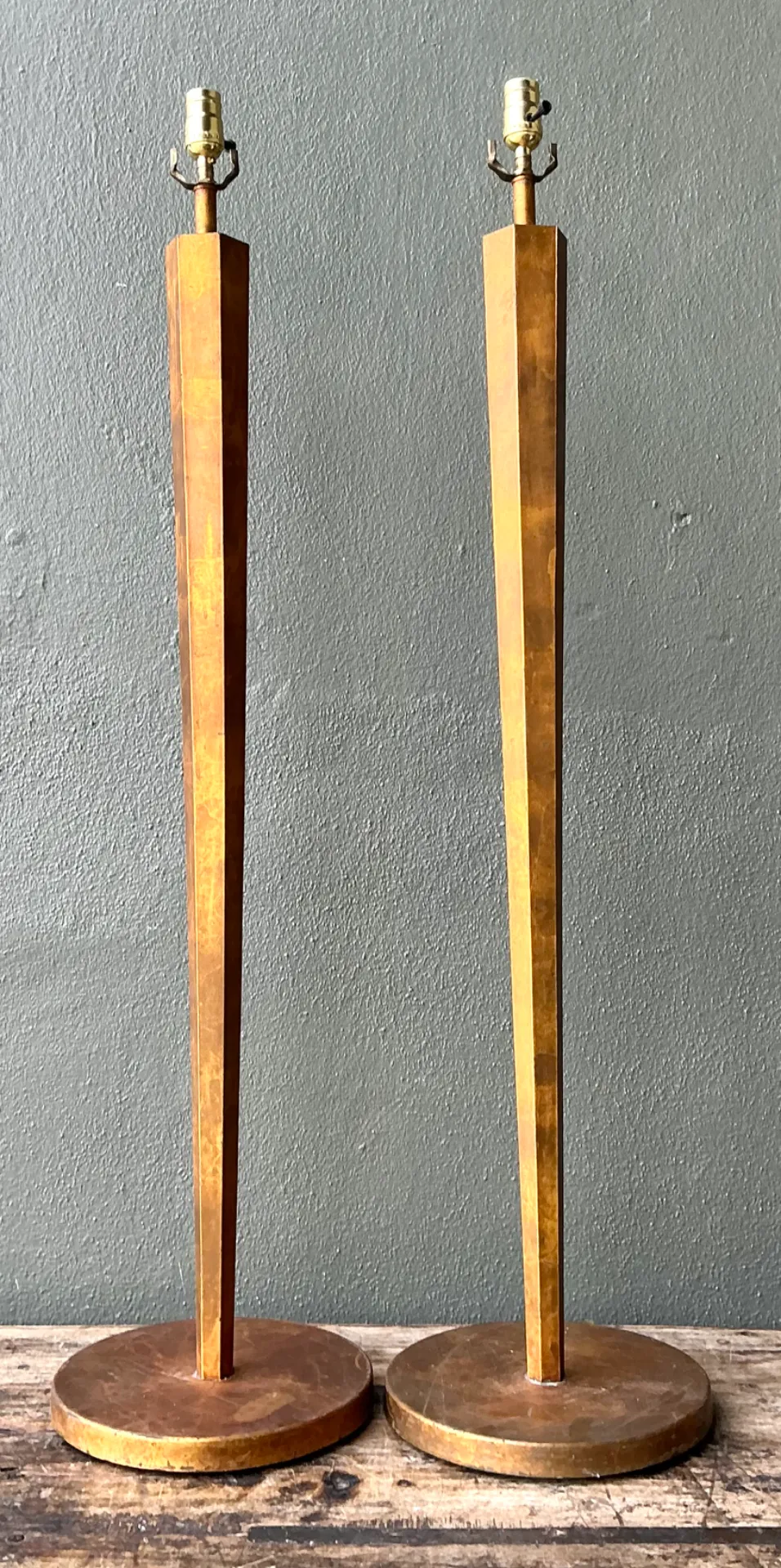 Vintage Patinated Metal Floor Lamps - Pair — additional photo 8