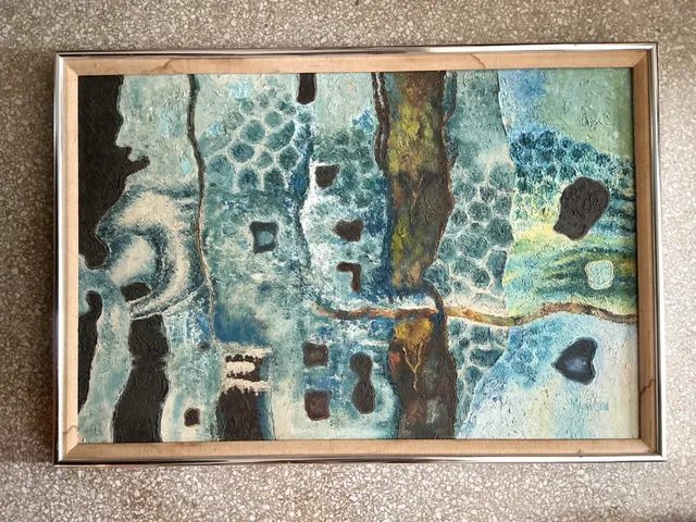 Vintage Framed Abstract Art on Board — additional photo 1