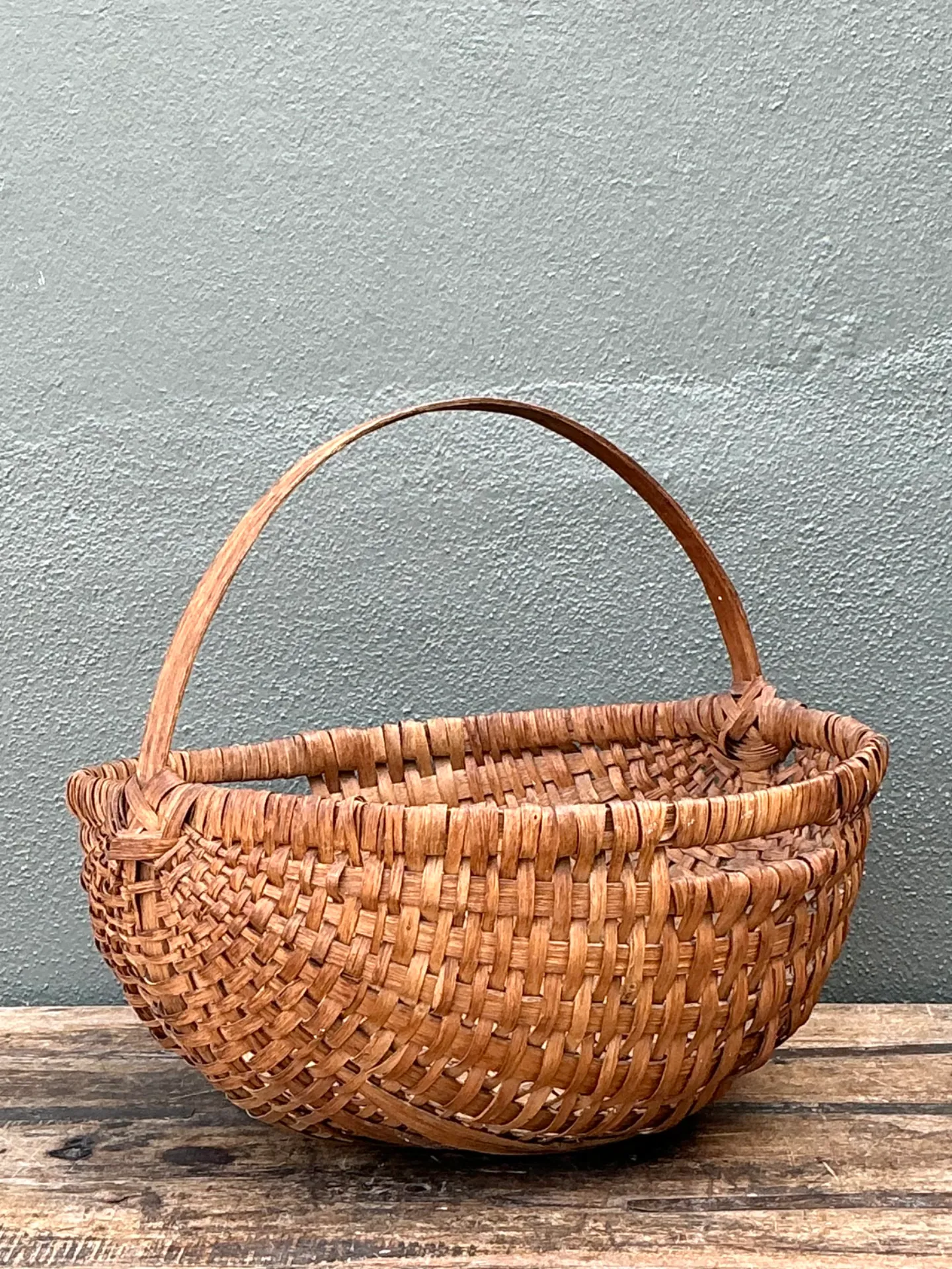 Vintage Handwoven Shaker Rattan Basket — additional photo 2
