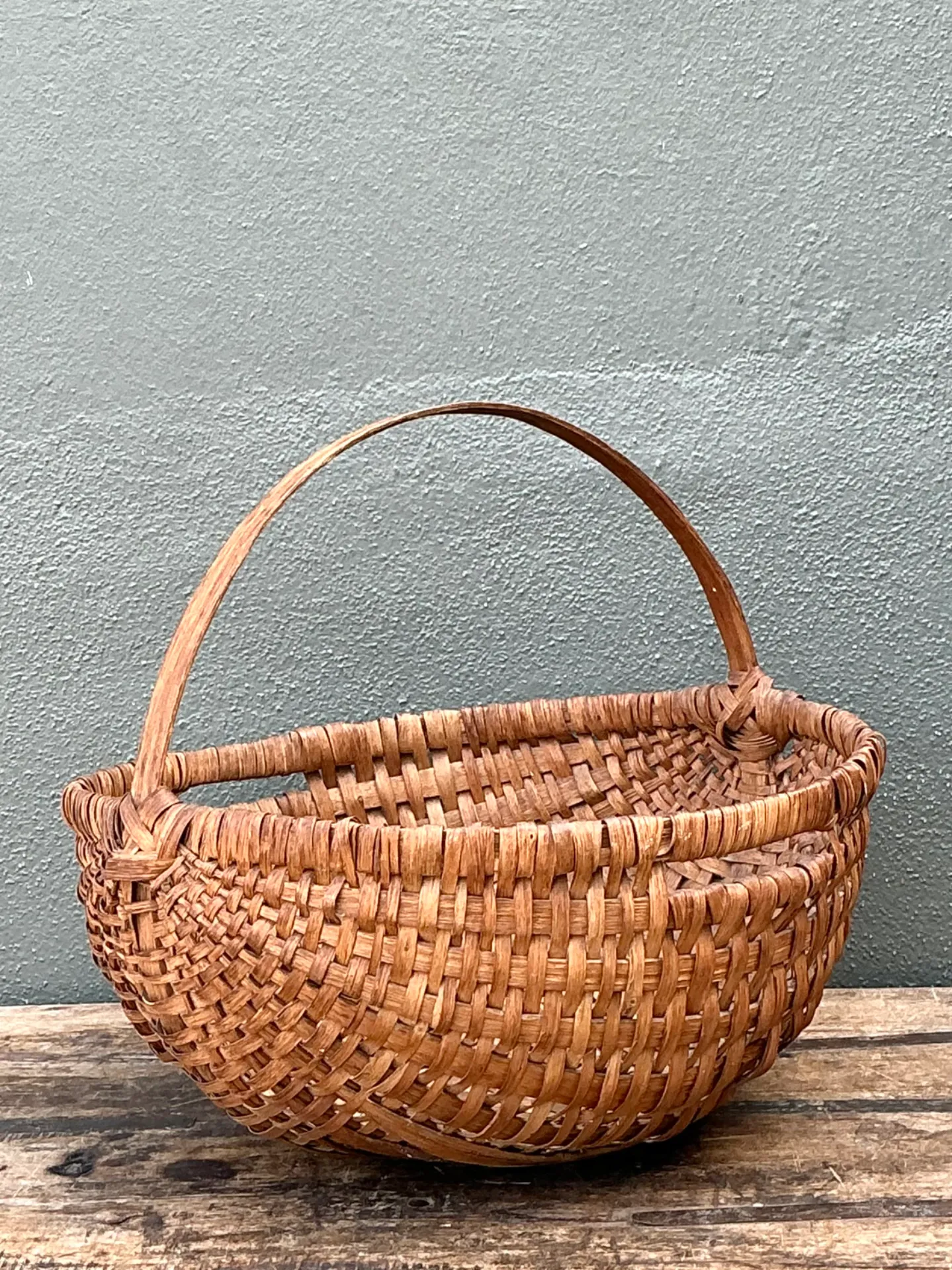 Vintage Handwoven Shaker Rattan Basket — additional photo 7