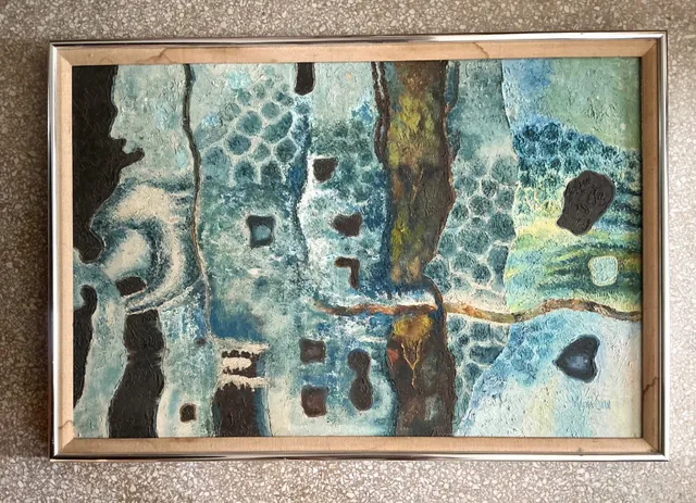 Vintage Framed Abstract Art on Board — additional photo 3